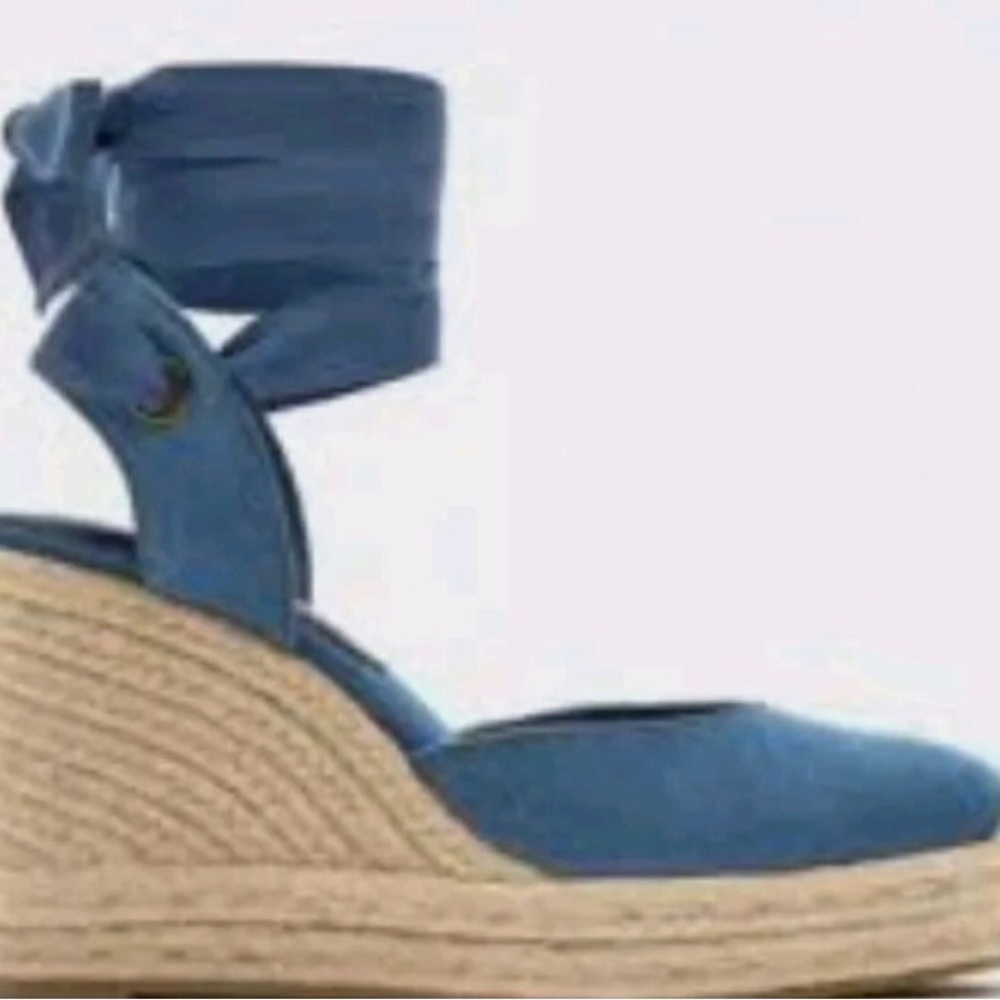 Zara Blue Espadrille Wedge Sandals